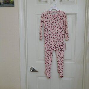 NWT Betsey Johnson Pink Rose Print Footed Pajamas sz 3t